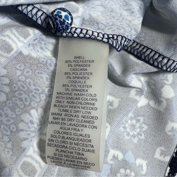 VINCE CAMUTO Casual Stretch Blue Geometric Long Sleeve Dress Women's Size 8 - Picture 16 of 16